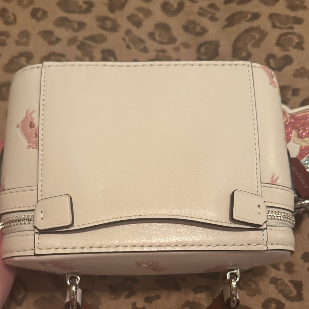 🐷 Coach Cream Party Pig Trail Bag Zip Wallet  and Credit Card Holder Keychain - Picture 12 of 17